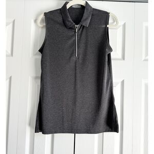 Callaway Golf Polo Womens M Dark Gray Sleeveless Moisture-Wicking 1/4 Zip Top